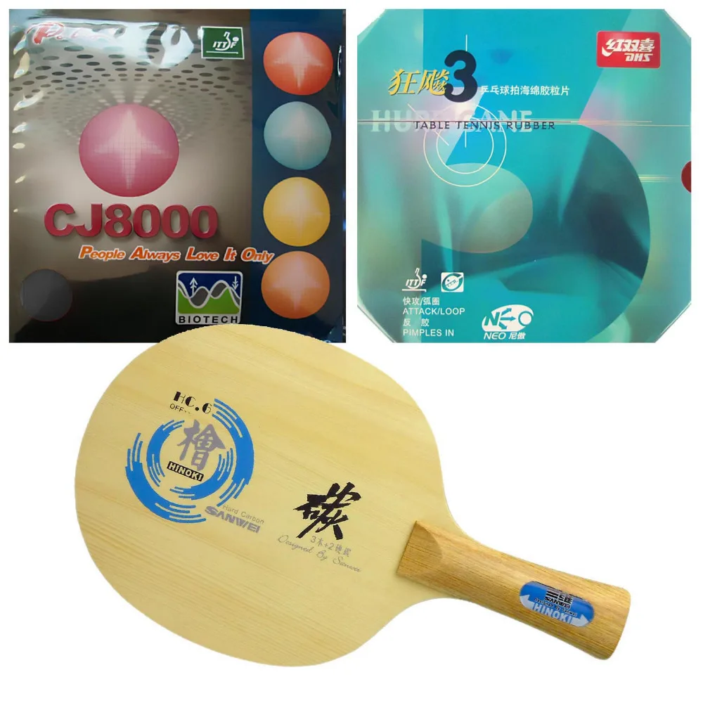 Sanwei HC.6 Blade with DHS NEO Hurricane 3/ Palio CJ8000 (BIOTECH) Rubbers for a Racket Shakehand long handle FL Sanwei HC.6 Blade with DHS NEO Hurricane 3/ Palio CJ8000 (BIOTECH) Rubbers for a Racket Shakehand long handle FL