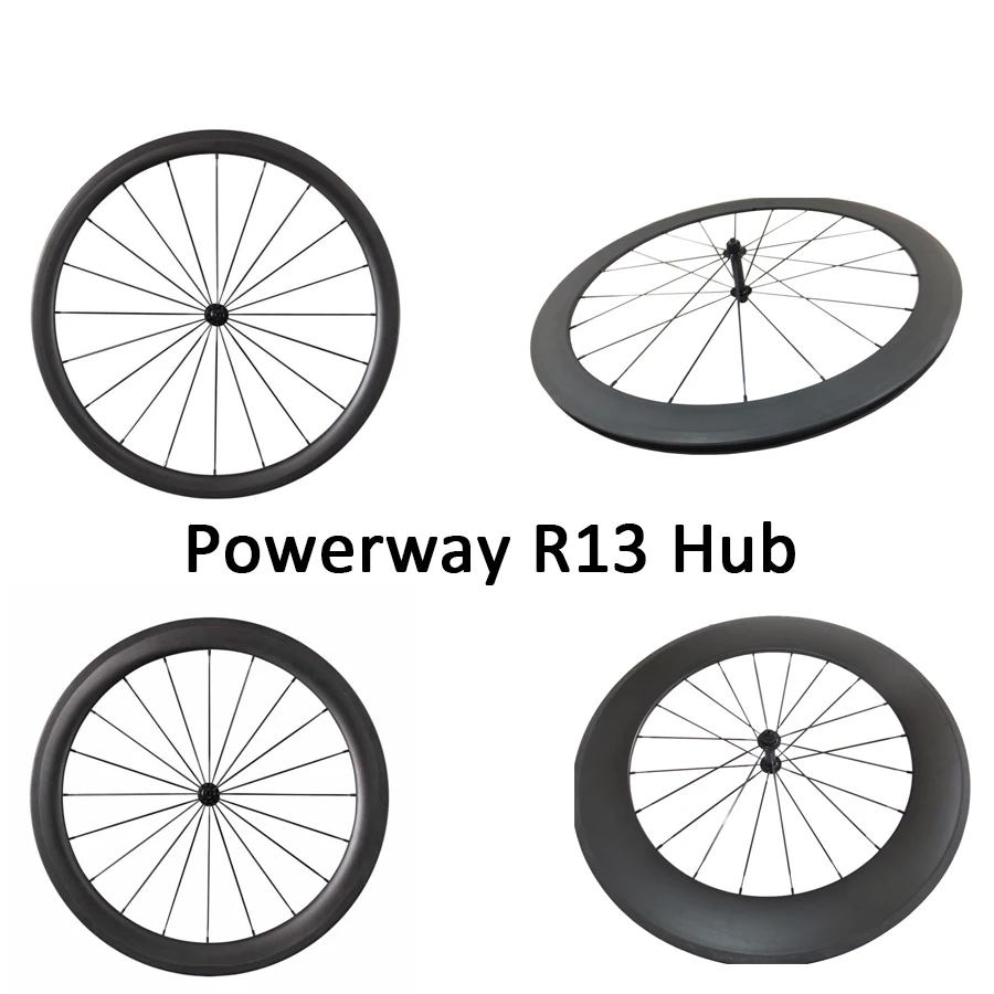 

OZUZ 38-88mm 3K 700c Matte Glossy Powerway R13 Hubs Front Bicycle Wheels Tubular Clincher Carbon Road Wheels
