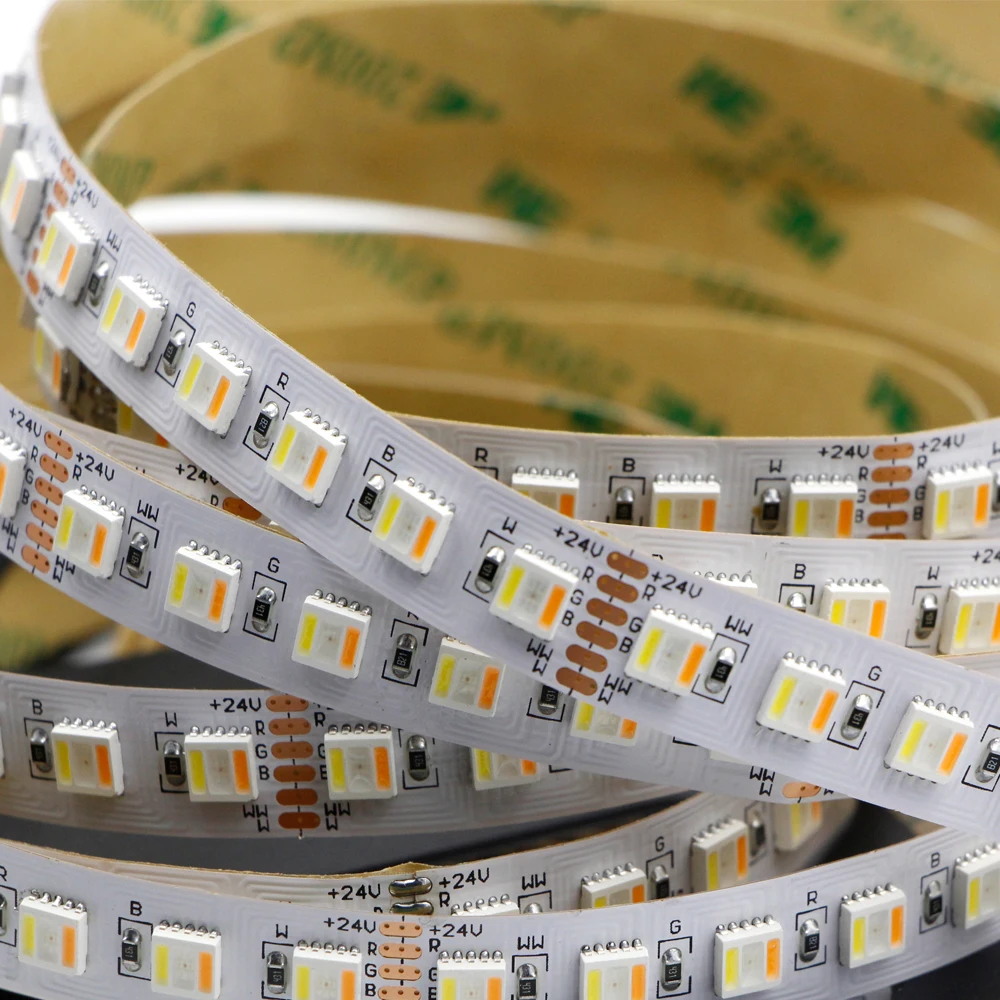 5 м RGB + CCT Светодиодная лента 12 мм PCB RGBW 5050 60led/m 96led/m 12В 24В белый теплый цветов в 1