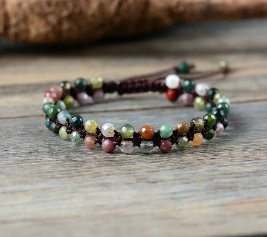 

New Faceted India Onyx Braided Bracelet Handmade String Friendship Bracelet Knot Boho Bohemian Bracelet Dropshipping
