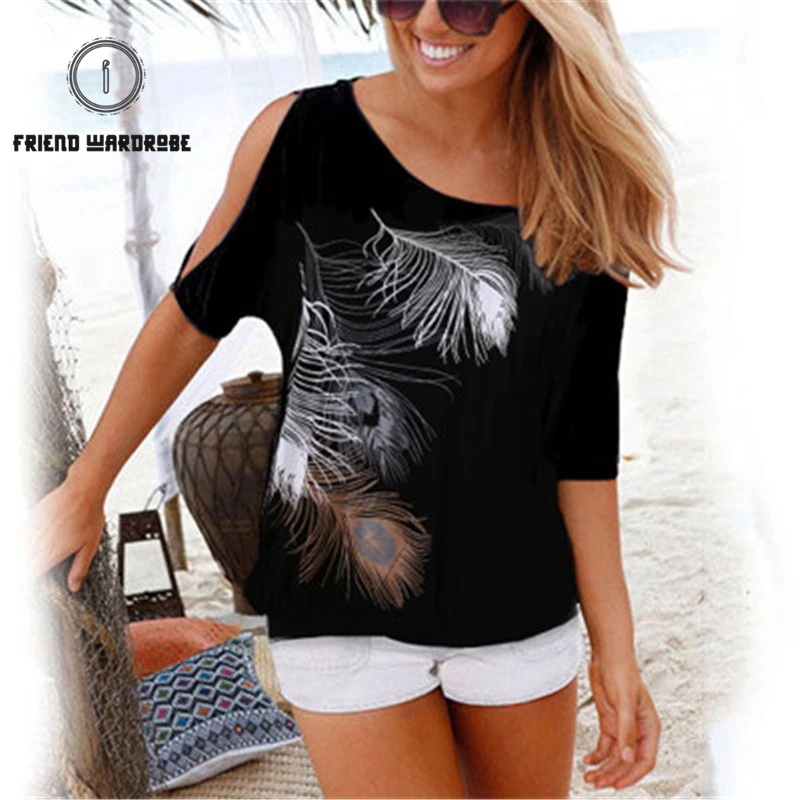 

Summer T Shirt Women Clothes 2019 Korean Style Women Harajuku Shirt Print Off Shoulder Top O-Neck Short Sleeve Oversized T Shirt