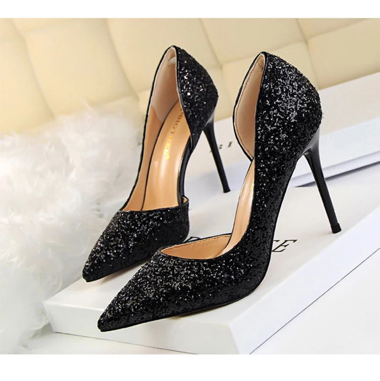 Women Pumps Sexy Glisten Women Shoes Wedding Party Dress Heels Women Hollow Shallow Mouth High Heels Stiletto 868-8 13