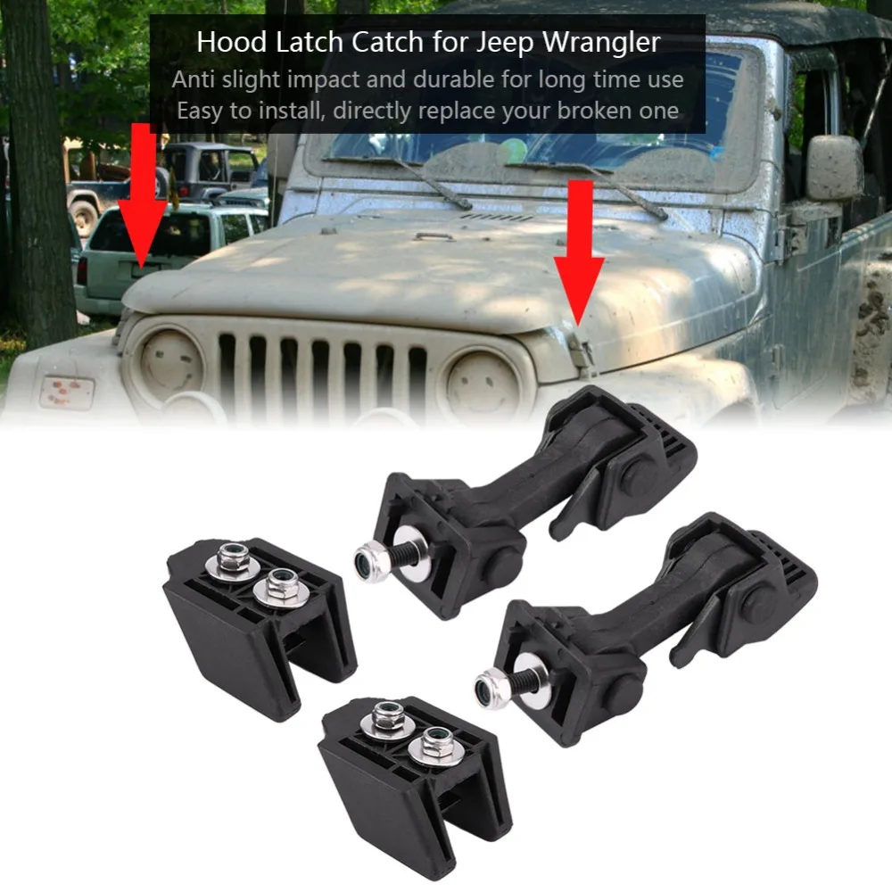 

4Pcs Front Hood Latch Safety Catch & Bracket for Jeep Wrangler TJ 1997-2006