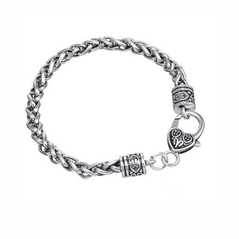 

200mm long wheat chain Charm Bracelets with heart lobster clasp Fit for Bracelet unisex silvery
