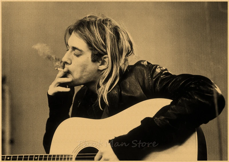 ВИНТАЖНЫЙ ПЛАКАТ Nirvana Kurt Cobain dormitory крафт-рок-оркестр декоративная живопись постер ретро-плакат/40*30 см - Цвет: Кофе