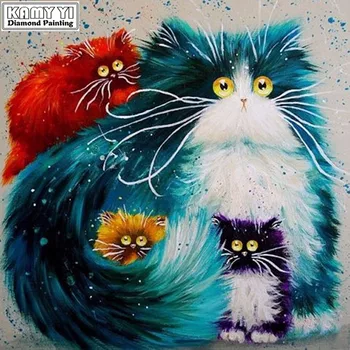 

Hot Colorful Cat Diy 5D Diamond Painting Cross Stitch Full Diamond Embroidery Home Decor Drill Animal Series Best Gift KY
