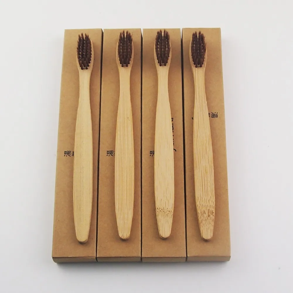 Peças de Madeira Feito de Bambu Escova de Dentes Escova de Dentes de Bambu Fibra de Cerdas Cabo de Madeira Marrom Bambu Novidade Soft-bambu Macias Capitellum 50 100% de 4 High Quality Beleza e saúde