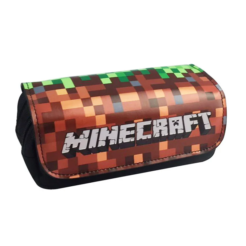 

Cartoon OW Games Minecraft Creeper Plaid Children Teenager Student Pencil Case Box Pen Bag Cosmetic Makeup Change Purse Bag