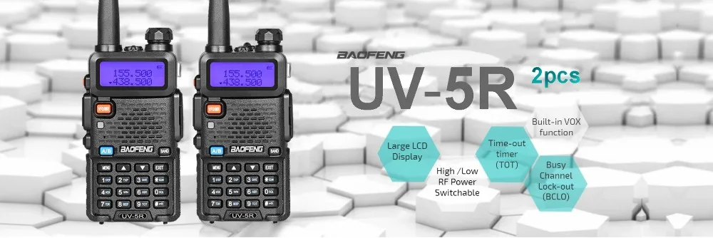 2 шт BaoFeng UV-5R Двухдиапазонная рация VHF/UHF 136-174/400-520Mhz двухстороннее радио Ham радио трансивер uv 5r портативный UV5R