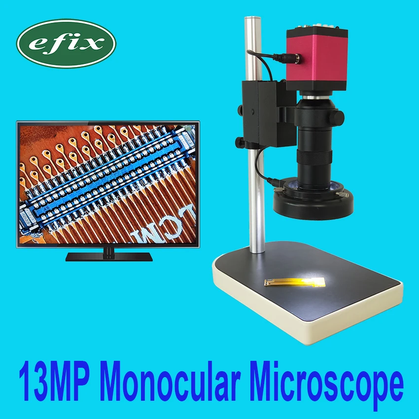 Efix HDMI VGA 13 МП монокулярный микроскоп HD Цифровая камера + C крепление объектива 56