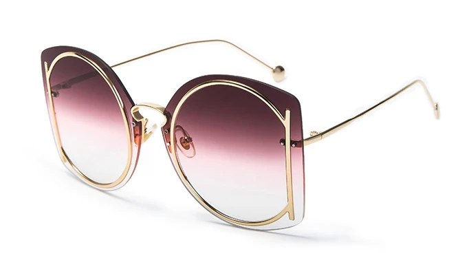 Роскошные солнцезащитные очки без оправы для мужчин и женщин, модные очки UV400 в винтажном стиле 47048