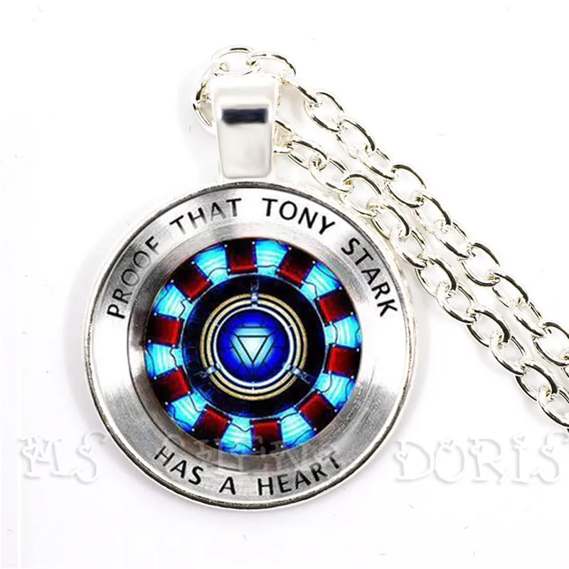 

Glass Cabochon Pendant Marvel Iron Man Tony Stark Arc Reactor Necklace The Avengers 4 Endgame Quantum Realm Film Souvenir