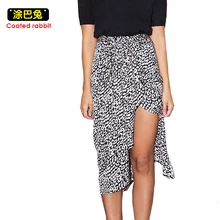 CR Леопардовый ассиметричная юбка для женщин обёрточная бумага юбка миди Пояс кушак галстук повседневное длинные юбки для женские офисные