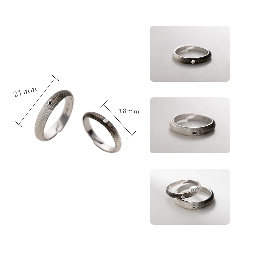 Tanie Thaya czarno białe pierścienie gradientowe dostosowane grawerowane teksty podpis s925 srebrny pierścień dla kobiet Unisex obietnica biżuteria miłosna