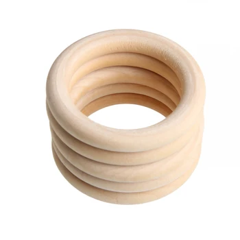 

5pcs 70mm Baby Wooden Teething Rings Necklace Bracelet DIY Crafts Natural New