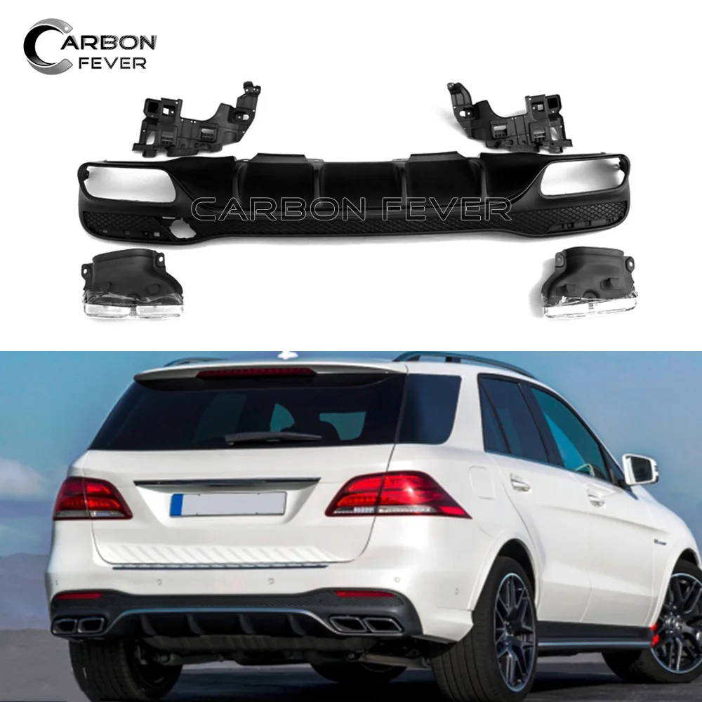

Rear PP Diffuser For Mercedes GLE Class W166 2014 2015 2016 Gloss Black 4-Outlet Exhaust Tip Bumper w166
