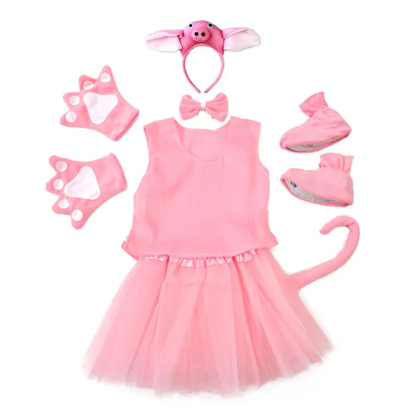 

Children's Day Cosume 3D Pink Pig Suits Tutu Dress for Girls Pants for Boys Animal Cosplay Costumes with Shoes