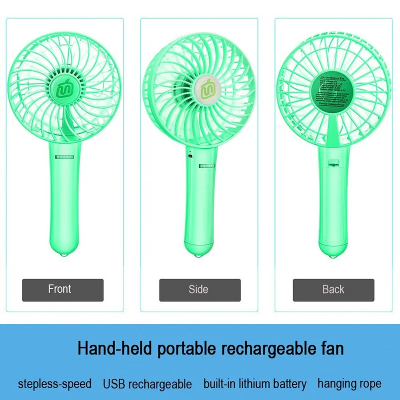 Портативный мини-вентилятор с воздушным охлаждением, usb-вентилятор для путешествий, персональный ручной вентилятор с 18650 перезаряжаемой батареей, регулировка скорости ветра