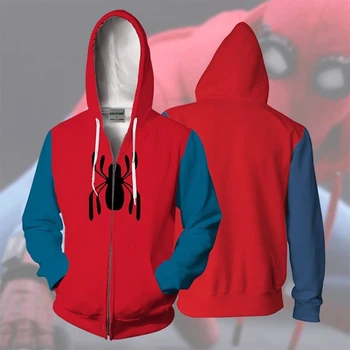 

2019 Men 3D Spiderman Hoodies Casual Tracksuit Casual zipper hoodie hooded hip hop tops