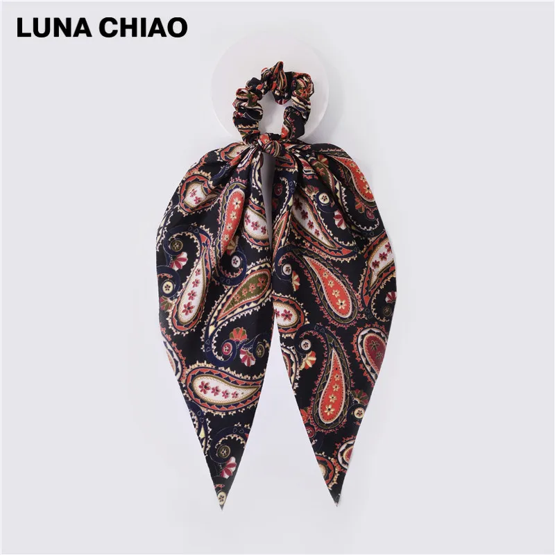 LUNA CHIAO Fashion Women Hair Accessories Hair Tie Ponytail Holder Fabric Hair Scarf Scrunchies - Цвет: 10