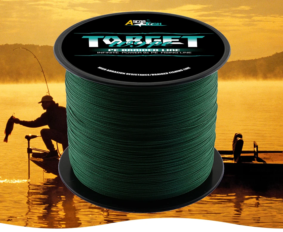 cabo de pesca para carpa e baixo verde 15-310lb