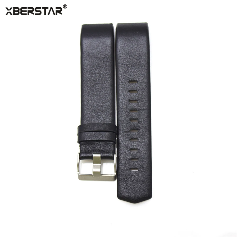 Curled Edge Leather Bracelet Strap Watchband For Fitbit charge 2 Heart Rate & Ac