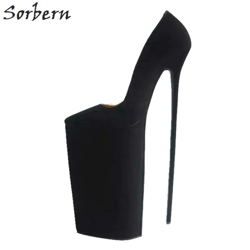 

Sorbern 36Cm Extreme High Heel Women Pump Slip On Thick Platform Heels Black Stilettos Womens Heels Shoes Sexy Fetish Shoe Heel