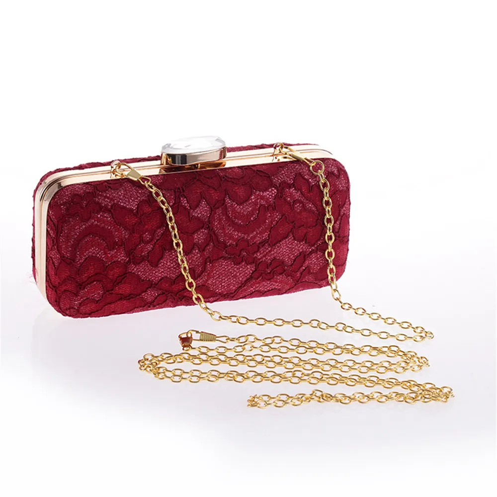 

Lace Diamond Dinner Bag with Metal Chain Stylish Vogue Women Evening Bags Graceful Girl Lady Wedding Party Clutches Handbag