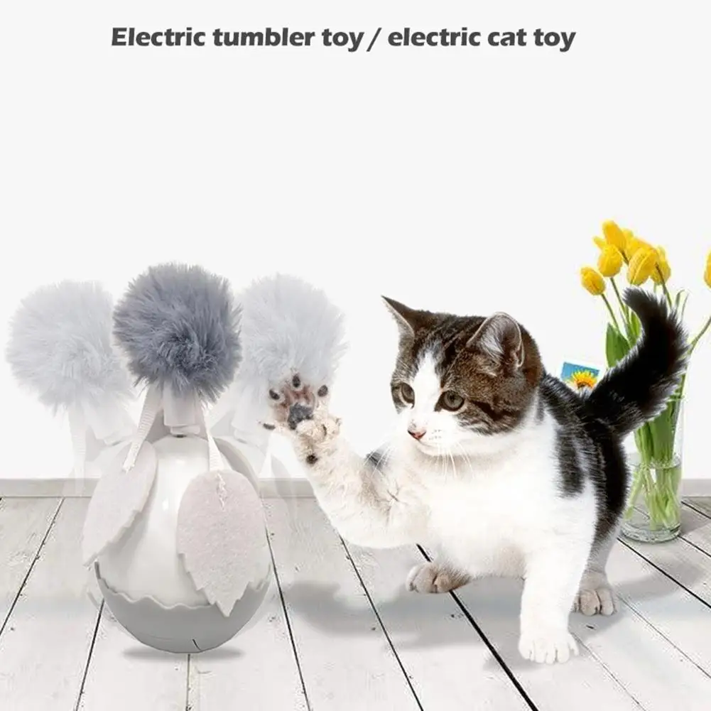 

Electric Tumbler Cat Toy Puzzle Toy With Plush Head 360 Degrees Irregular Rotation Toy Removable Accessories