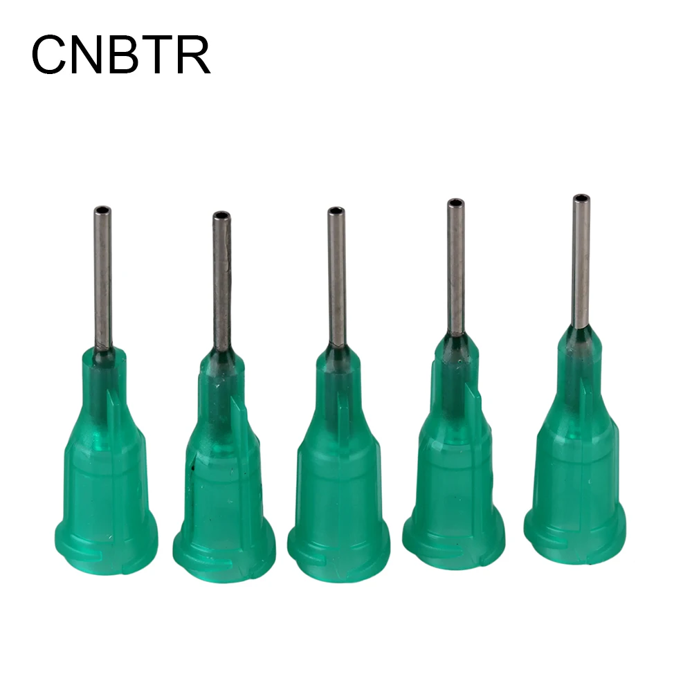 CNBTR 100pcs Green 1/2" Glue Liquid Dispenser Dispensing Blunt Needle