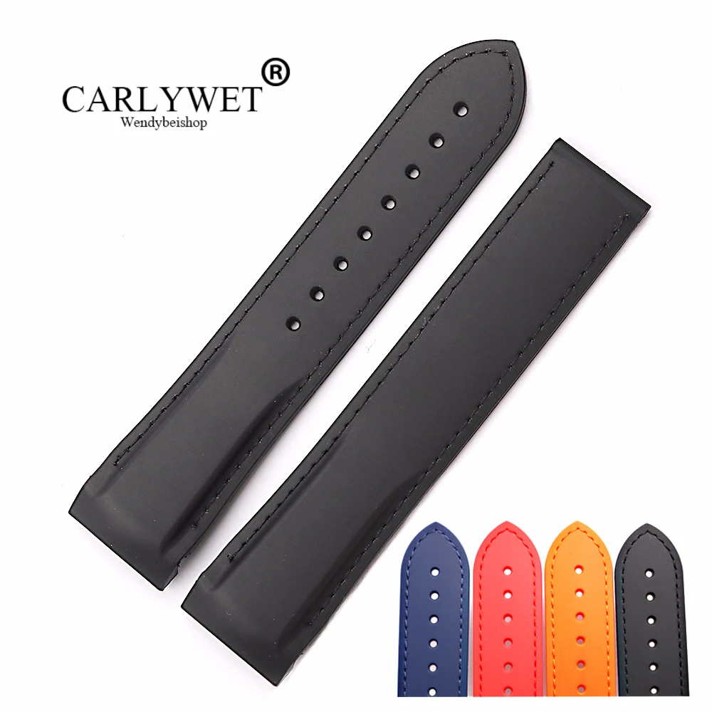 

CARLYWET 20 22mm Pure Color Rubber Silicone Replacement Watch Band Strap For Seamaster Professional Planet Ocean 45 42mm