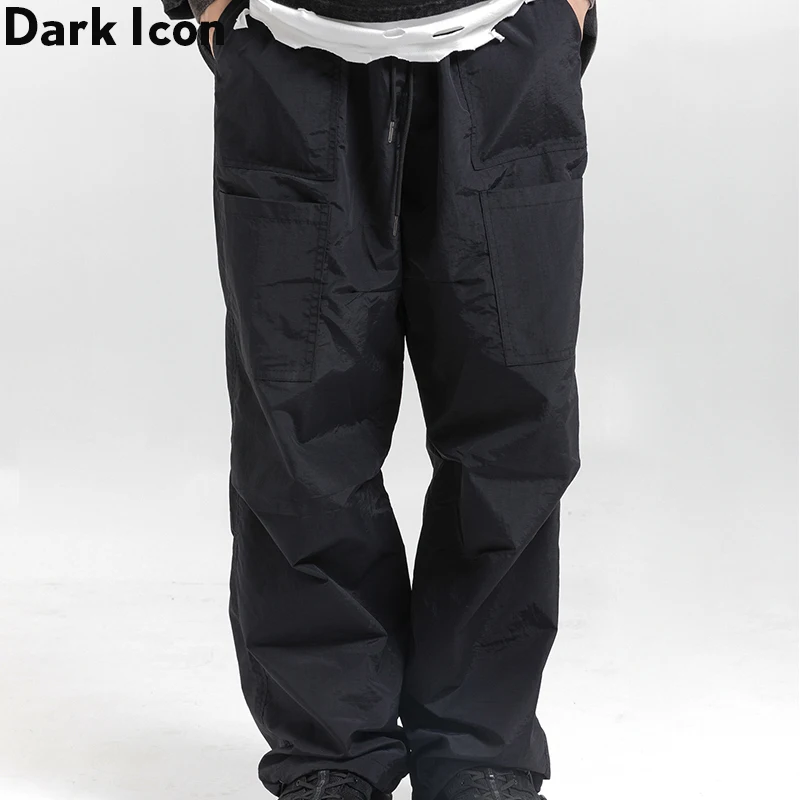 

Dark Icon Big Pockets Elastic Waist Men's Cargo Pants Jogging Pants Men Full Length High Street Fashion Pants 2Colors