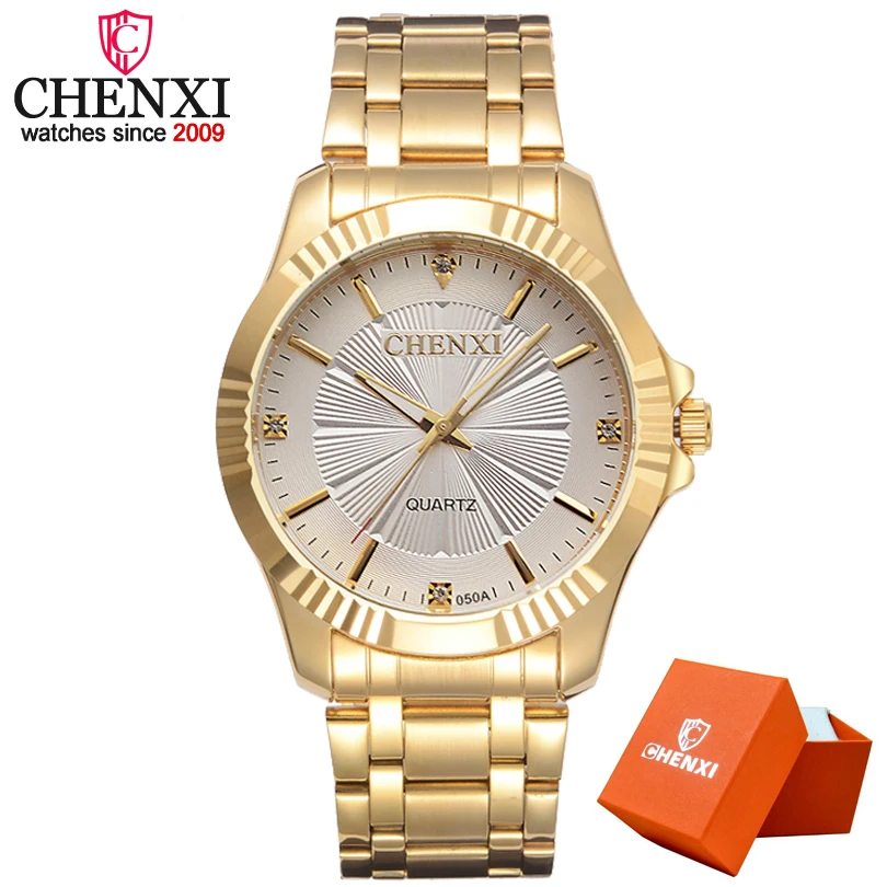 Acheter CHENXI Montre En Or Hommes De Luxe Homme D affaires Montre D or Mode Étanche Casual Quartz Mâle Robe Horloge Cadeau Montre Bracelet