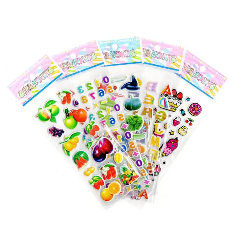 

3D Cartoon Stickers Toy DIY Scrapbook Stationery Diary Stickers Kids Children Gifts 6 Sheets Send Random