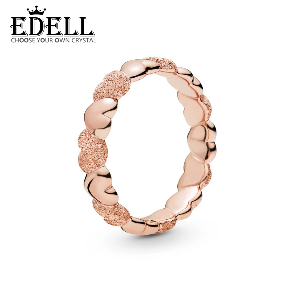 

EDELL 100% 925 Sterling Silver 187950 Rose Matte Brilliance Hearts Ring 2019 Spring Elegant Women's Jewelry Free Shipping