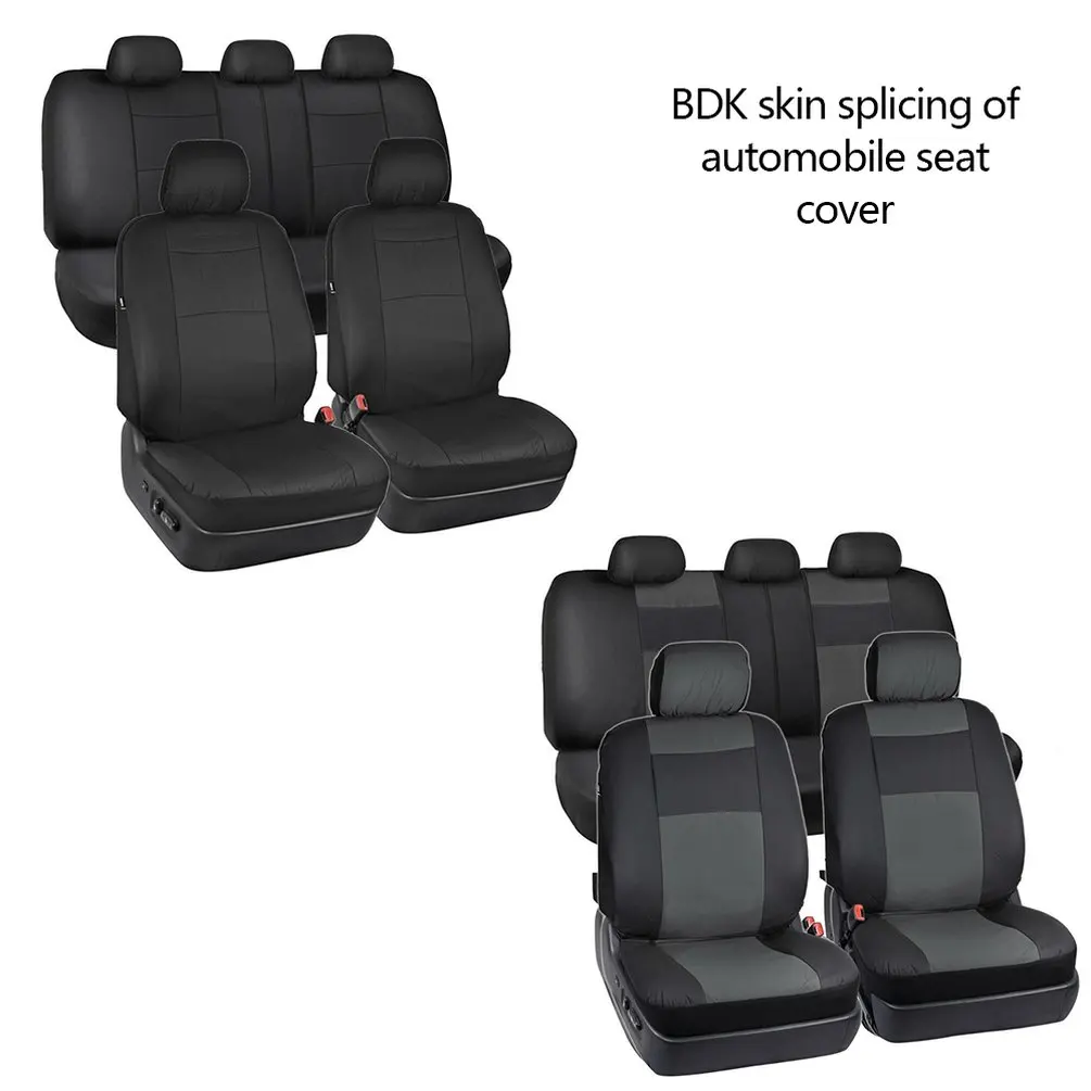 

4pcs/set Synthetic Pu Leather Fit For Low Bucket Seats With Separate Headrests Seat Covers For Car Suv Auto Steering Wheel Cover