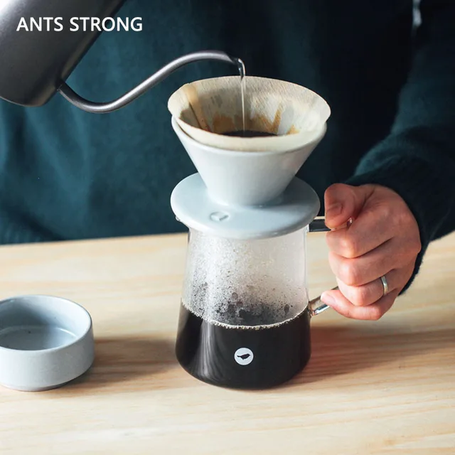 Best Price ANTS STRONG 2 in 1 drip coffee filter cup/400ml high temperature resistance sharing pot coffee dripper filter 