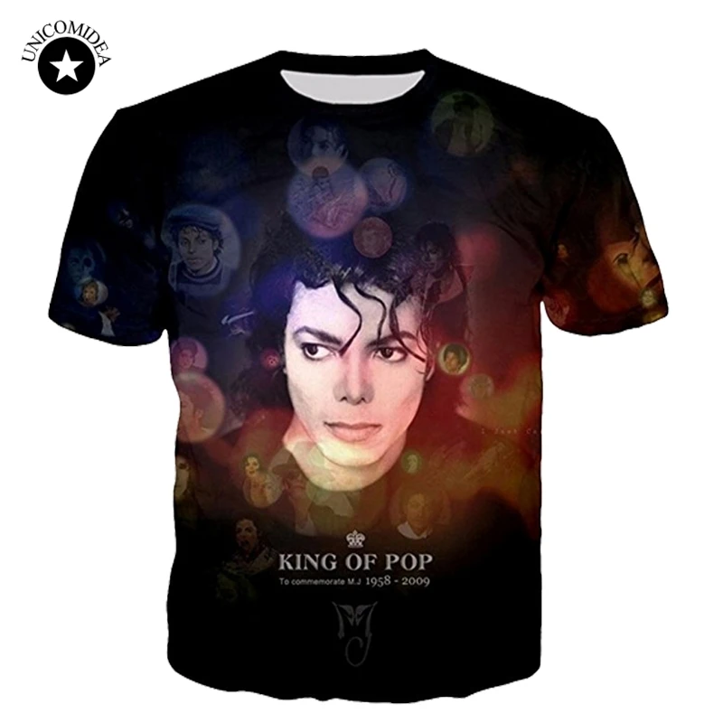 Women Men Michael Jackson Wear Hat 3D Print Casual T-Shirt Short Sleeve Tops Tee