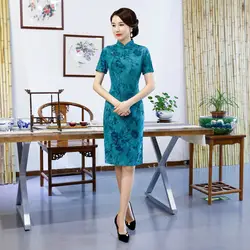 Традиционный Mandarimn воротник Cheongsam Китайский для женщин Элегантный Ципао осень Бархат провечерние М платье пикантные Vestidos Oversize 3XL