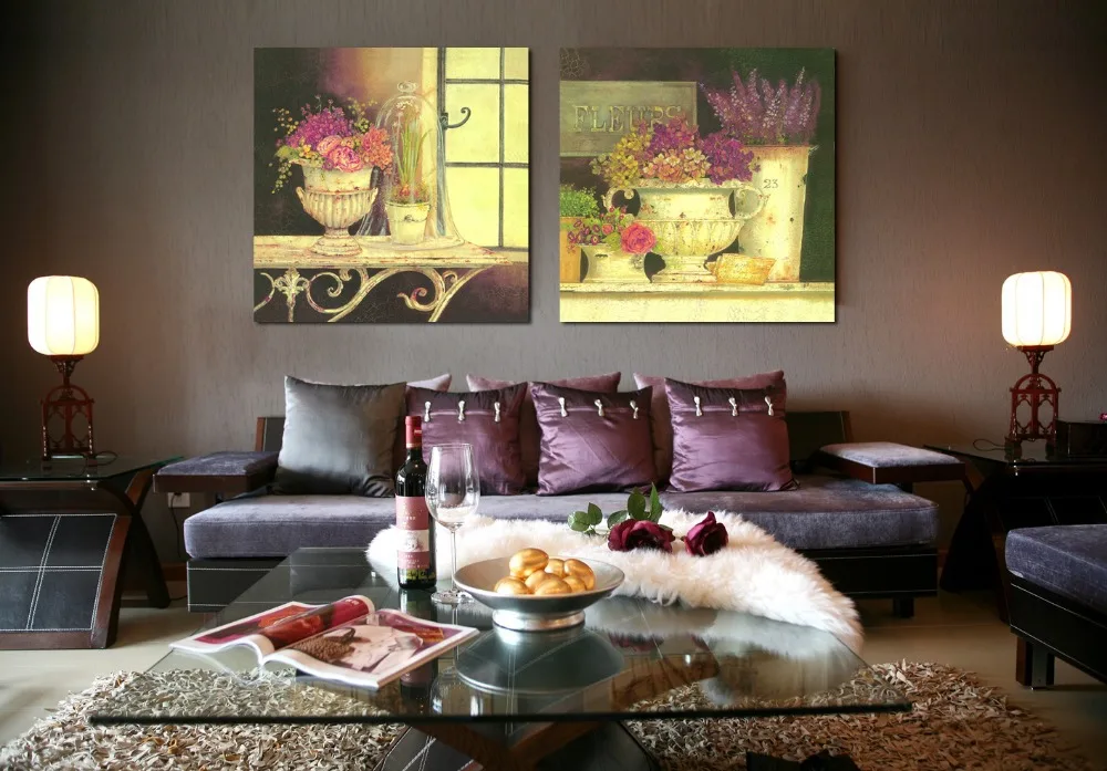2 piece canvas wall art Modern office wall painting Couch