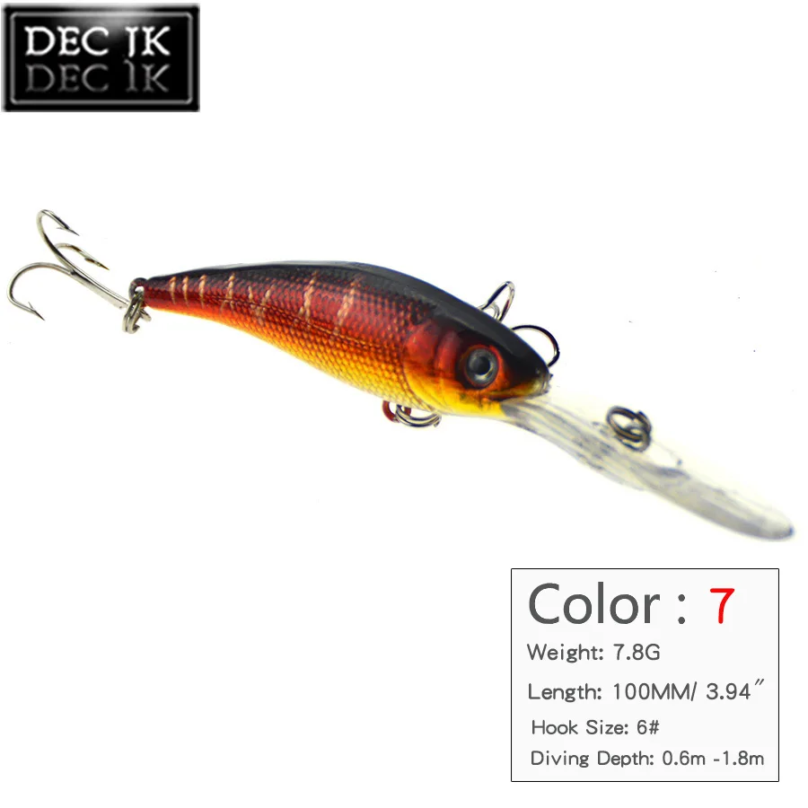 7PCS Floating Minnow Plastic Crankbait Sea Fishing Lure Crankbaits Wobblers Trolling Hook Tackle Saltwater Hard Artificial Bait (8)