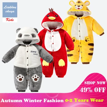 

Liakhouskaya 2019 Newborn Toddler Winter Romper Baby Long Sleeved Cotton Cute Infant Clothing Cartoon Printed Panda Costume