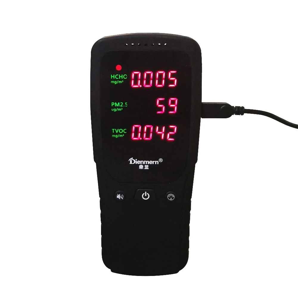 

PM2.5 Monitor Formaldehyd Detector HCHO TVOC HCHO Air Quality Monitor Gas Analyzer with rechargeable Li-battery 1000mAh
