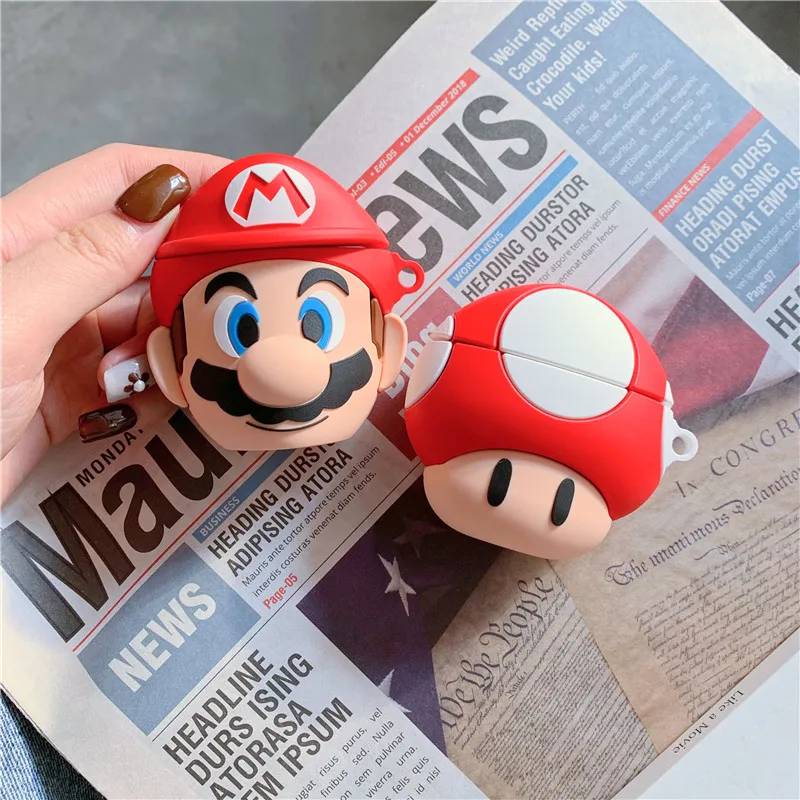 

Cute mushroom For Airpods Case 3D Silicone Buletooth Earphone Cover Funny Cute Cartoon Capa For Apple Airpods Headphone Case Box