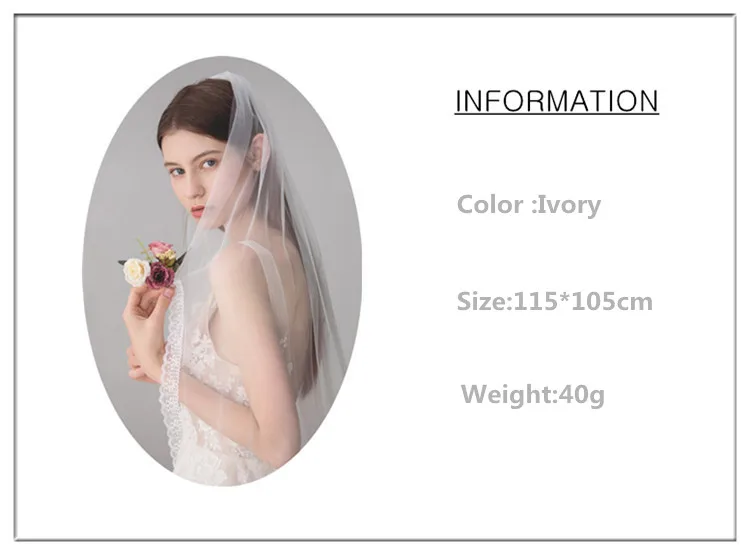 H & S свадебное платье цвета слоновой кости вуали с гребешком 1 Tier для невесты, свадебные аксессуары, Фата Свадебные вуали Veu de Noiva свадебная