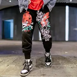 2019 модные брюки мужские хип-хоп брюки длина лодыжки мужские буквы граффити принт повседневные мужские брюки двигаться Мужские t брюки