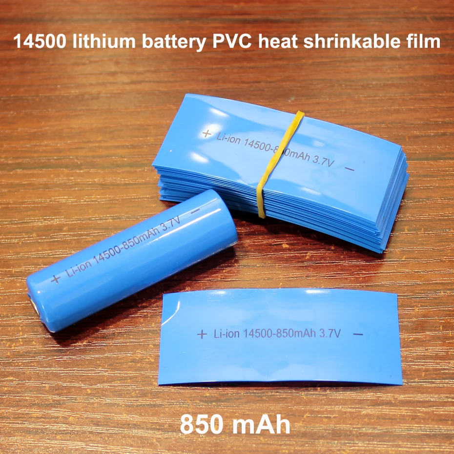 100pcs/lot 14500 lithium battery heat shrinkable sleeve battery cover skin PVC heat shrinkable film shrink skin 850MAH skin