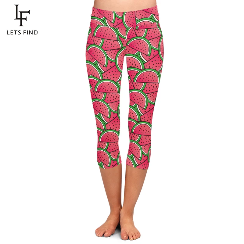 Fashion Women Capri Leggings for Summer 3D Watermelon Print High Waist Plus Size Fruit Printed Fitness Leggings Mid-Calf Pants Fashion Women Capri Leggings for Summer 3D Watermelon Print High Waist Plus Size Fruit Printed Fitness Leggings Mid-Calf Pants