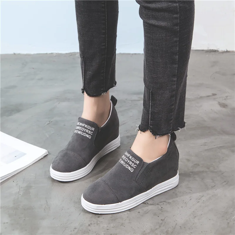 

Autumn Winter Wedge Casual Shoes with Increased Round Head Platform Single Shoes Large Size 42 High Heels Vulcanized Shoes