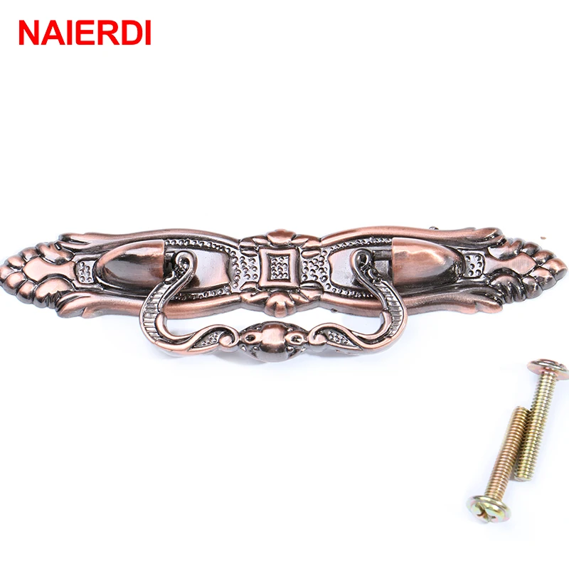 

NAIERDI 64mm European Red Bronze Handle Kitchen Cabinet Knobs Cupboard Zinc Alloy Furniture Handles Wardrobe Mini Drawer Pulls